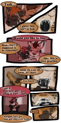 1:2 2016 9:18 anthro biped buttplug closed_eyes collar comic detailed_background dialogue duo english_text fenrir_(tatsuchan18) fur genitals hair havoc_(tatsuchan18) hi_res hyaenid male mammal open_mouth penis plug_(sex_toy) profanity sex_toy sitting speech_bubble tatsuchan18 text