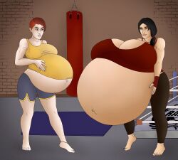 2girls belly big_belly big_breasts brazilian brazilian_female breasts caveira_(rainbow_six) cleavage dark-skinned_female dark_skin female finka_(rainbow_six) huge_belly huge_breasts hyper_pregnancy latina pregnant rainbow_six rainbow_six_siege stuffedbellygirl93