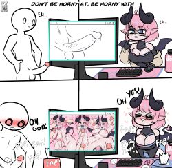 breasts caseyium caseyium_(vtuber) comic cum cum_on_body cum_on_breasts cum_on_face curvy curvy_figure demon fingers_in_mouth fluffy_ears gangbang haloowl leash_and_collar meme mini_comic multiple_penises pussy tail tail_fluff virtual_youtuber vtuber wings