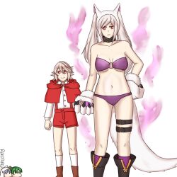 1boy 1girls adapted_costume alternate_costume animal_ears ass_visible_through_thighs aura belt bikini boots breasts collar corrin_(fire_emblem) corrin_(fire_emblem)_(male) cosplay dark_aura female fire_emblem fire_emblem:_the_blazing_blade fire_emblem_awakening fire_emblem_fates fire_emblem_heroes frown gloves grima_(fire_emblem) halloween halloween_costume holding_hands larger_female leg_belt lilith_(fire_emblem) little_red_riding_hood_(cosplay) long_hair lyn_(fire_emblem) male medium_breasts nintendo o-ring o-ring_bikini official_alternate_costume purple_bikini purple_swimsuit red_eyes robin_(female)_(halloween)_(fire_emblem) robin_(female)_(summer)_(fire_emblem) robin_(fire_emblem) robin_(fire_emblem)_(female) rukotaro short_hair size_difference smaller_male smile swimsuit tail twintails underboob wolf_girl