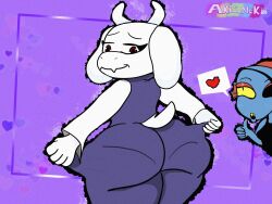 2d 2girls akis_neko ass_in_dress big_ass bubble_butt female female_only huge_ass multiple_girls tagme toriel undertale undertale_(series)