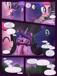 3:4 bisexual blue_body comic cunnilingus dialogue english_text equid equine female female/female feral friendship_is_magic genitals group group_sex hasbro hi_res male mammal mtf_crossgender my_little_pony oral page_15 pinkie_pie_(mlp) prince_artemis_(mlp) princess_luna_(mlp) pussy rule_63 sex speech_bubble syoee_b text thighhighs threesome trio twilight_sparkle_(mlp) vaginal_penetration