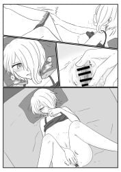 bar_censor breasts censored danganronpa danganronpa_v3 female_only groping groping_breasts inverted_nipples masturbation nipples panties panties_down pussy rubbing rubbing_pussy straight_hair touching_breast toujou_kirumi