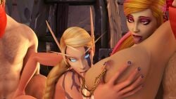 2boys 2girls ahe_gao alliance_(warcraft) bimbo blizzard_entertainment blonde_hair blue_eyes breast_grab cage choker defeated defias_brotherhood high_elf holly_flaire_(valkyrien) huge_breasts human human_(world_of_warcraft) licking_nipples light-skinned_female light_skin looking_at_viewer nipple_chain nipple_piercing original_character pink_lipstick sex tektah tektah_(tektah) valkyrien warcraft world_of_warcraft