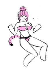 bra clothed_female don female female_focus female_only medium_breasts panties pink_hair roblox robloxian sabrina tail visible_pussy