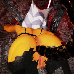 1girls ahsoka_tano anal black_boots black_bra black_legwear blue_eyes crawling darth_maul defeated defeated_heroine female lava lightsaber orange_body orange_skin ribs scared skin_tight skinny small_breasts star_wars that3dartist the_clone_wars:_season_seven togruta