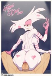 2boys anal anal_sex angel_dust_(hazbin_hotel) anthro anus ass big_ass bubble_butt chest_fluff commission dat_ass demon fat_ass femboy hazbin_hotel human human_on_male human_penetrating kenbr_arts large_ass light-skinned_male looking_at_viewer looking_back male male_only male_pov multi_arm multi_limb nude nude_male penis pov reverse_cowgirl_position sex spider yaoi