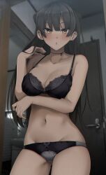 blushing brown_hair long_hair looking_at_viewer r_kitada tagme underwear