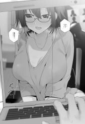 cleavage glasses r_kitada short_hair tagme