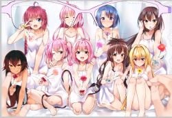 9girls animated clothing dress female flat_chest flower konjiki_no_yami kotegawa_yui kurosaki_mea lala_satalin_deviluke large_breasts master_nemesis momo_velia_deviluke nana_asta_deviluke no_sound r_kitada sairenji_haruna small_breasts tagme to_love-ru video x-ray yuuki_mikan