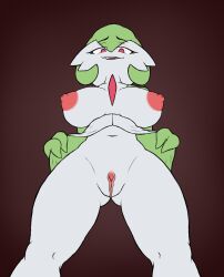 absurd_res big_breasts bottomless bottomless_female breasts clitoris clothed clothing female gardevoir generation_3_pokemon genitals hi_res humanoid low-angle_view nintendo oliversart pokemon pokemon_(series) pokemon_(species) presenting presenting_pussy pussy solo video_games