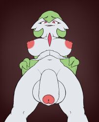 1futa absurdres areolae big_penis big_testicles breasts flaccid foreskin futa_only futanari gardevoir genitals highres humanoid humanoid_penis intersex large_breasts low-angle_view nintendo nipples nude oliversart partially_retracted_foreskin penis pokemon pokemon_(species) presenting solo standing testicles uncut