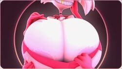 1girls 3d 4_arms angel_dust_(hazbin_hotel) areola_slip areolae_slip big_breasts bowtie breasts bust choker cleavage close-up clothed female_angel_dust genderswap genderswap_(mtf) gold_tooth hazbin_hotel huge_breasts hyper_breasts large_breasts not_person420 person-420 pulling_clothing rule_63 sharp_teeth smile