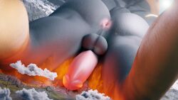 2022 3d_(artwork) absurd_res anthro ass balls building city cloud destruction digital_media_(artwork) faceless_character faceless_male felid feline fire freschrenders genitals hi_res legacy_(freschrenders) lynx macro male mammal penis planet skyscraper solo thick_thighs wide_hips