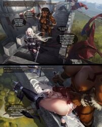 1futa 1girls 2koma after_sex anal angelise_reiter anus areolae armor big_breasts breasts clothed clothing cum cum_in_ass cum_inside cum_on_breasts dark-skinned_futanari dark_skin detailed_background dialogue duo erect_nipples erection female female_focus final_fantasy final_fantasy_xiv full_body fully_clothed futa_on_female futanari gaping gaping_anus gara'ha high_heels huge_cock huge_gape human human_female humanoid humanoid_penis instant_loss_2koma large_breasts larger_futanari light-skinned_female light_skin lynazf mag'har_orc muscles muscular muscular_futanari nipples nude orc orc_(warcraft) orc_futanari panties_around_leg penis pussy realistic smaller_female spread_legs standing stiletto_heels sword text warcraft world_of_warcraft