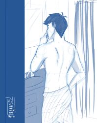 back_view big_hero_6 male_only marvel marvel_comics tadashi_hamada tagme towel towel_only ureshi_san wet