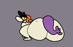 1girls animated ass big_butt bodily_fluids female female_focus female_only green_body hyper hyper_ass imp looking_at_viewer overweight overweight_female pipca_(character) purple_tail pussy shaking_butt superiorfox sweat tail yellow_eyes yellow_sclera