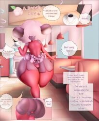 afro big_ass big_butt bottom_heavy bulge comic_page dialogue diner femboy furry gay girly hair_over_eyes huge_ass huge_butt jukebox leotard male miniskirt mouse mouse_ears pink_hair red_clothing sera_(stratosphilia) smile stratosphilia_(artist) thick_ass thick_thighs thighhighs thin_waist thong wide_hips