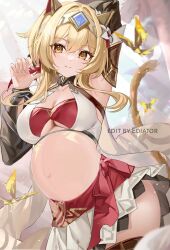 bikini ediatorpxv eremite_(genshin_impact) eremite_(genshin_impact)_(cosplay) genshin_impact half_naked loki1998 lumine_(genshin_impact) pregnant