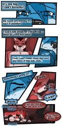 1:2 2017 9:18 all_fours anthro biped canid closed_eyes cobalt_(tatsuchan18) collar comic detailed_background dialogue english_text fenrir_(tatsuchan18) fur genitals hair hi_res male mammal open_mouth penis sitting speech_bubble tatsuchan18 text text_box