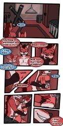 1:2 2017 9:18 animal_genitalia anthro biped canid closed_eyes cobalt_(tatsuchan18) collar comic detailed_background dialogue duo english_text fenrir_(tatsuchan18) fur genitals hair hi_res male mammal open_mouth sheath speech_bubble standing tatsuchan18 text