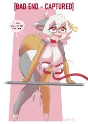 <3_eyes anthro arcanis_(hahaluckyme) bad_end big_breasts bodily_fluids bondage borvar breast_milking breasts cum dialogue domestic_cat felid feline felis female genital_fluids heart hi_res lactation machine mammal milking_machine original original_character solo tongue tongue_out