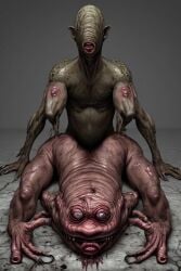 2others ai_generated anatomical_nonsense ass blood cursed dark_skin dirty disease doggy_style horror_(theme) lying monster mud nude penis penis_body sex solo what