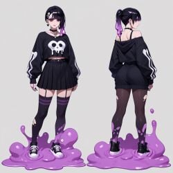 ai_generated ditto ditto_(pokémon) ditto_copied_person female girl naked naked_female slime_girl transformation