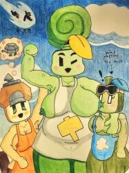 apron big_belly bigger_female breast_grab breast_sucking f.m. flexing freckles huge_breasts incest issa_rock luigi luigi_circuit mario mario_(series) mario_and_luigi:_brothership mario_and_luigi_(series) mario_circuit maykit mother_and_daughter muscular_female nipple_slip size_difference willma_(mario) yuri