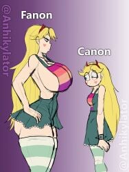 alternate_breast_size anhikylator big_breasts comparing fanon_vs_canon looking_at_breasts star_butterfly star_vs_the_forces_of_evil tagme