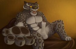 anthro dreamworks erection felid hi_res humanoid kung_fu_panda male mammal outstretched_hand pantherine rowan_crimes snow_leopard solo tai_lung_(kung_fu_panda) tongue tongue_out