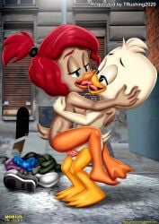 1girls bbmbbf clothes_on_floor dewey_duck duck ducktales ducktales_(2017) fur34 gosalyn_mallard naked_female palcomix penis_in_pussy pillow_shading