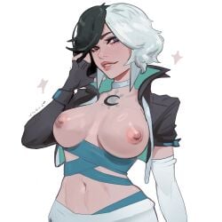 1girls 4k 4k_resolution alternate_version_available artist_logo artist_name artist_signature bare_breasts belly belly_button big_breasts big_breasts black_hair black_jacket black_sleeve blue_eyes breasts breasts breasts breasts breasts_out collar diamond diamond_(gem) diamond_(shape) different_eye_color ear_piercing earrings enormous_boobs enormous_breasts exposed_boobs exposed_breasts fat_boobs fat_breasts flirtatious flirting flirting_look flirting_with_viewer giant_boobs giant_breasts hd hi_res high_resolution highres hips hips_wider_than_shoulders horny horny_female huge_boobs huge_breasts icicle korean korean_female large_boobs large_breasts luna_snow luna_snow_(marvel_rivals) marvel marvel_comics marvel_future_fight marvel_rivals moon_pendant multicolored_eyes multicolored_hair navel_piercing necklace nipples nude_female pale-skinned_female pale_skin plump_boobs plump_breasts red_eyes round_boobs round_breasts seol_hee sexy sexy_clothing sexy_pose showing_breasts showing_off smile smiley_face smiling smiling_at_viewer snowflake snowflake_pendant stomach stroking_hair thick_boobs thick_breasts titties tummy turned_on upper_body vile_jp white_collar white_hair white_shorts white_sleeve_cuffs wide_hips