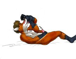 anthro canine canine_penis cum cumshot fox fur furry hindpaw licking male male_only masturbation neoneon orgasm penis solo tongue