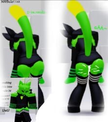 alien_girl black_legwear black_socks black_suit cum_in_ass cum_in_pussy furry gnarpy_(regretevator) green_fur humanoid roblox sex