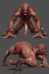 1other ai_generated all_fours anatomical_nonsense anus_eye ass ass_eyeball blood cursed cyclops dark_skin dirty disease horror_(theme) huge_penis monster mud multiple_views nude penis solo what