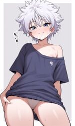 ai_generated gay hunter_x_hunter killua_zoldyck partially_clothed thick_thighs twink