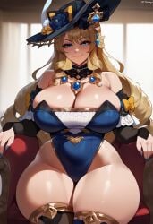 1girls ai_generated blonde_hair blue_eyes breasts female female_only genshin_impact large_breasts light-skinned_female light_skin navia_(genshin_impact) rayasox solo thick_thighs thighs wide_hips