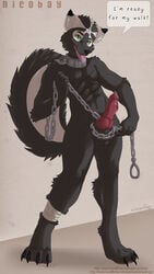 1boy anthro canid canid_humanoid canine canine_penis chains claws collar cum fur furry knot male male_only nicobay_(artist) nude penis pentagram solo solo_male sukebepanda