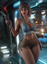 1girls 3d breasts female female_only kay_vess large_breasts looking_at_viewer noahgraphicz solo star_wars thick_thighs thighs wide_hips