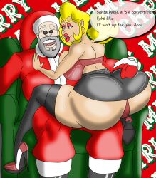 1boy 1girls ass beard bearded big_butt big_lips bimbo blitzhero blonde_female blonde_hair bottom_heavy bubble_butt chair christmas commissioner:blitzhero commissioner_upload curvaceous curvy female grabbing_ass high_heels lips male mimi mrblack1986 pawg santa_costume sitting_in_chair sitting_on_chair sitting_on_lap sunglasses tagme thick_ass voluptuous white_girl