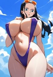 ai_generated artist_request beach female female_only nico_robin novelai one_piece slingshot_swimsuit