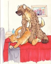 2005 anal anal_sex anthro bed feline fur furry gay hyena male nitrogen nude penetration penis