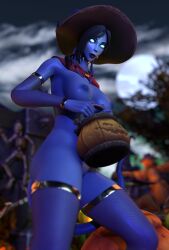 1girls 3d big_breasts black_hair blizzard_entertainment blue_skin breasts draenei female female_only halloween horns mrtaxman nude pussy sironis solo stockings tail thick_thighs thighhighs voluptuous voluptuous_female warcraft wide_hips witch_hat world_of_warcraft