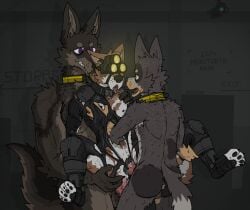 anal anal_sex andromorph animal_genitalia animal_pussy anthro armpit_hair arms_held_back ass athletic athletic_anthro back_muscles balls bite bodily_fluids body_hair butt_grab clothing collar collar_only cuntboy cybernetics double_penetration double_rape facility footwear forced fuzzy_balls gameplay_mechanics genital_fluids genitals grabbing_chest group gun hand_on_butt hi_res inside intersex intersex/male kaiseka knot latex latex_clothing latex_footwear latex_socks leaking_precum machine male muscular muscular_male neck_bite night_vision_goggles nude open_mouth pawpads paws penetration precum pussy ranged_weapon rape rear_view ricthecusco science_fiction security security_camera sex size_difference sneaking_suit socks spotlight_beam stealth stealth_sex tail teeth_showing torn_clothing torn_latex trio uniform vaginal_penetration weapon