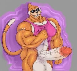 abs abstract_background anthro balls bandai_namco biceps big_balls big_biceps big_muscles big_pecs big_penis clothed clothing clothing_lift digimon digimon_(species) ear_piercing ear_ring erection etemon eyewear genitals hehdgd hi_res huge_balls huge_cock huge_muscles huge_pecs humanoid_genitalia humanoid_penis hyper hyper_balls hyper_biceps hyper_genitalia hyper_muscles hyper_penis male mostly_nude muscular muscular_anthro muscular_arms muscular_male nude pecs penis piercing ring_piercing shirt shirt_lift smile solo sunglasses tail tank_top topwear vein veiny_penis