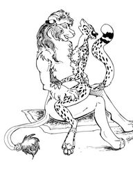 anthro basket_position cheetah chest_tuft couple feline female fur furry lion male mastery_position moan piercing sex straight summer_jackson