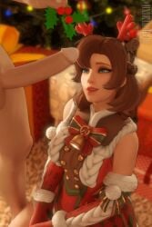 christmas_outfit mercy overwatch overwatch_2 staring_at_penis