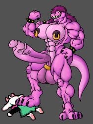 abs ambiguous_gender anthro ass balls barefoot biceps big_breasts big_butt big_muscles big_pecs big_penis breasts claws deltarune digital_drawing_(artwork) digital_media_(artwork) dinosaur duo erection feet fingers genitals gin98 gynomorph gynomorph/male hair hi_res huge_breasts huge_butt huge_cock huge_hips huge_muscles huge_pecs huge_thighs humanoid_genitalia humanoid_penis hyper hyper_muscles intersex intersex/male looking_at_viewer male mammal muscular muscular_anthro nipple_piercing nipples nude pecs penis piercing prehistoric_species pubes pussy ralsei reptile scalie shaded simple_background smile solo stepped_on susie_(deltarune) tail teeth thick_thighs toes undertale undertale_(series) vein wide_hips