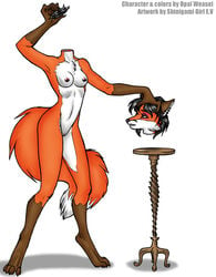 anthro breasts canine collar detachable_head detachable_parts female fox fur furry lilith nude shinigamigirl solo what